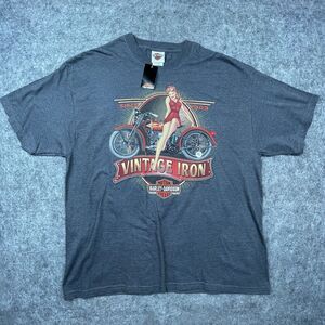Harley Davidson Shirt XL Grey Pin-Up Girl Vintage Iron Las Vegas Nevada